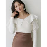 オフホワイト | ペプラムラッフルコンパクトニット | MERCURYDUO