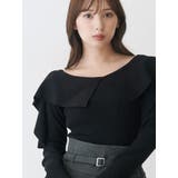 ブラック | ペプラムラッフルコンパクトニット | MERCURYDUO