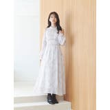 花柄バックレースアップロングスリーブワンピース | MERCURYDUO | 詳細画像14