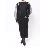 ブラック | 【OUNNOUN】チュールブラウスレイヤードワンピ | MERCURYDUO