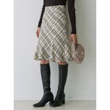 オフホワイト | オリジナルロービングチェックニーレングススカート | MERCURYDUO
