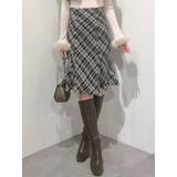 ブラック | オリジナルロービングチェックニーレングススカート | MERCURYDUO