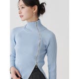 アイスブルー | 【WEB限定カラーあり】ハイツイストアシメZIPニット | MERCURYDUO
