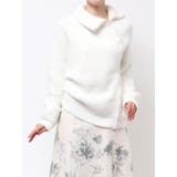 オフホワイト | アシメZIPオーバーニット | MERCURYDUO