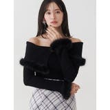 ブラック | 【WEB限定カラーあり】フェイクファートリミングニット | MERCURYDUO