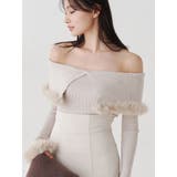 ベージュ | 【WEB限定カラーあり】フェイクファートリミングニット | MERCURYDUO