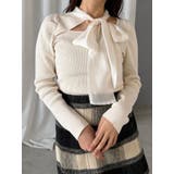 アイボリー | 異素材リボンカットアウトニット | MERCURYDUO