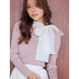 ピンク | 異素材リボンカットアウトニット | MERCURYDUO