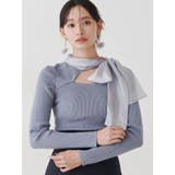 ブルー | 異素材リボンカットアウトニット | MERCURYDUO