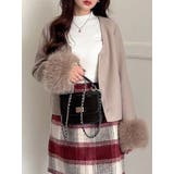 ベージュ | フェイクファー付きノーカラーショートコート | MERCURYDUO