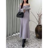 ライトグレー | ファートリミングニットワンピース | MERCURYDUO