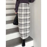 オフホワイト | チェックツィードタイトスカート | MERCURYDUO