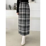 ブラック | チェックツィードタイトスカート | MERCURYDUO