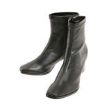 ブラック | フェイクレザースクエアトゥストレッチショートブーツ | MERCURYDUO