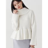 オフホワイト | 【WEB限定カラーあり】オフタートルペプラムニット | MERCURYDUO