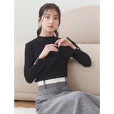 ブラック | 【追加生産】フレアスリーブハイネックリブニット | MERCURYDUO