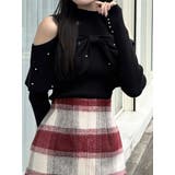 ブラック | オフショルリボンパールニット | MERCURYDUO