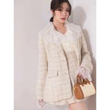 ベージュ | 【セットアップ着用可】フィットアンドフレアツイードジャケット | MERCURYDUO