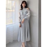 異素材ドッキングプリーツフレアニットワピース | MERCURYDUO | 詳細画像9 