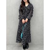 ブラック | ダブルラッフルバイカラーパイピングワンピース | MERCURYDUO