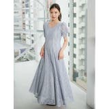 ブルー | レースパイピングロングワンピース | MERCURYDUO