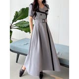 グレー | バイカラーハーフスリーブトレンチフレアワンピース | MERCURYDUO