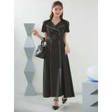 ブラック | バイカラーハーフスリーブトレンチフレアワンピース | MERCURYDUO