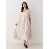 ベージュ | バイカラーハーフスリーブトレンチフレアワンピース | MERCURYDUO