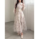 ベージュ | トワルドジュイボウタイウエストリブワンピース | MERCURYDUO