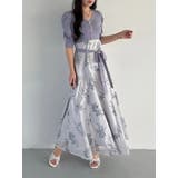 ラベンダー | ブーケ花柄ニットドッキングワンピース | MERCURYDUO