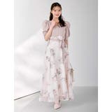 ベージュ | ブーケ花柄ニットドッキングワンピース | MERCURYDUO