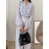 ダブルラッフルバイカラーパイピングブラウス | MERCURYDUO | 詳細画像18 