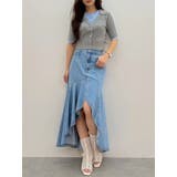 デニムイレギュラーヘムフレアスカート | MERCURYDUO | 詳細画像3