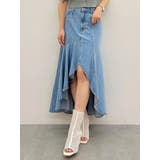 アイスブルー | デニムイレギュラーヘムフレアスカート | MERCURYDUO