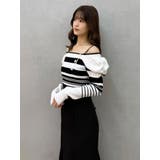 サイドビジューボタンパフスリーブニット | MERCURYDUO | 詳細画像9 