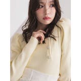 レモンL | サイドビジューボタンパフスリーブニット | MERCURYDUO