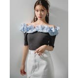 チャコールグレー | 2WAY異素材ランダムラッフルニット | MERCURYDUO