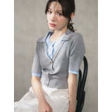 グレー | バイカラーフェイクレイヤードニット | MERCURYDUO