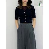 ネイビー | バイカラーフェイクレイヤードニット | MERCURYDUO