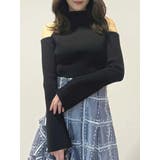 ブラック | ケーブルパネルハイネックニット | MERCURYDUO