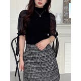 ブラック | 異素材リボンスリーブニット | MERCURYDUO