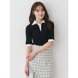 ブラック | シャツレイヤードライクハーフスリーブニット | MERCURYDUO