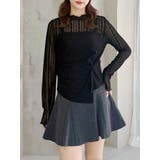 ブラック | カットレースアシメトップス | MERCURYDUO