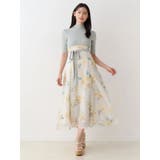 ミントグリーン | 花柄ドッキングハーフスリーブワンピース | MERCURYDUO