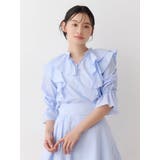 アイスブルー | 【セットアップ着用可】ラッフルシャツブラウス | MERCURYDUO