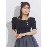 サイドビジューボタンショートパフスリーブニット | MERCURYDUO | 詳細画像12 