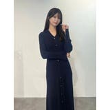 ネイビー | ワイドリブスキッパーニットワンピース | MERCURYDUO