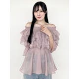 ピンク | オフショルラッフルチュニックブラウス | MERCURYDUO