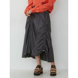 グレー | ブロッキングフレアスカート | MURUA