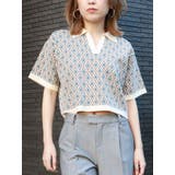 アイボリー | モノグラムハーフスリーブニットポロ | MURUA